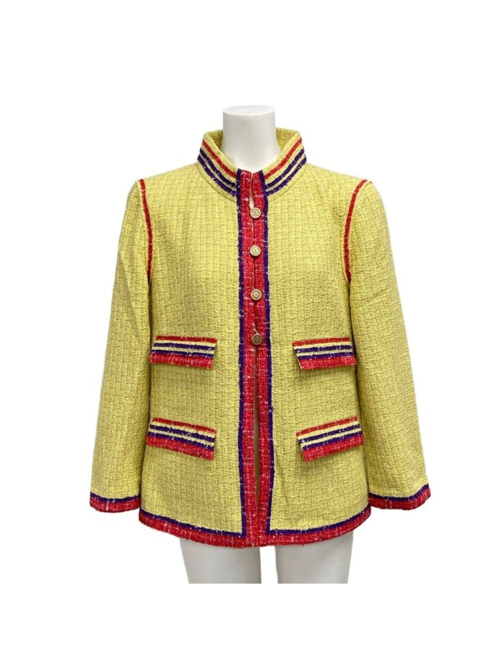 Chanel Jacket M Yellow Red Purple Cotton Wool 40